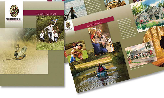 provided design services for print collateral for Redbrook in Plymouth