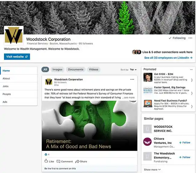 Woodstock Linkedin page